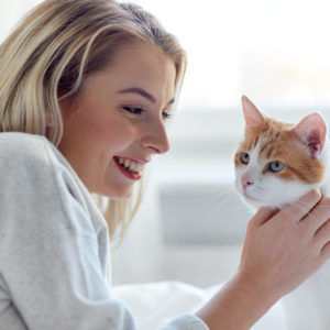 Woman with her cat